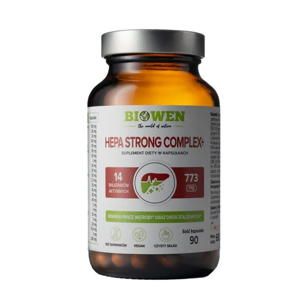 Biowen Hepa Strong Complex+ 90 kapsułek Vege wspiera pracę i regenerację wątroby oraz dróg żółciowych